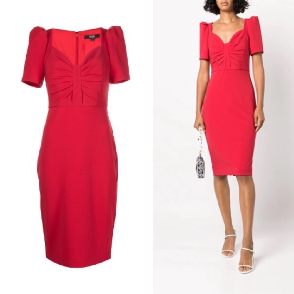 Badgley Mischka Puff Sleeve Cocktail Dress